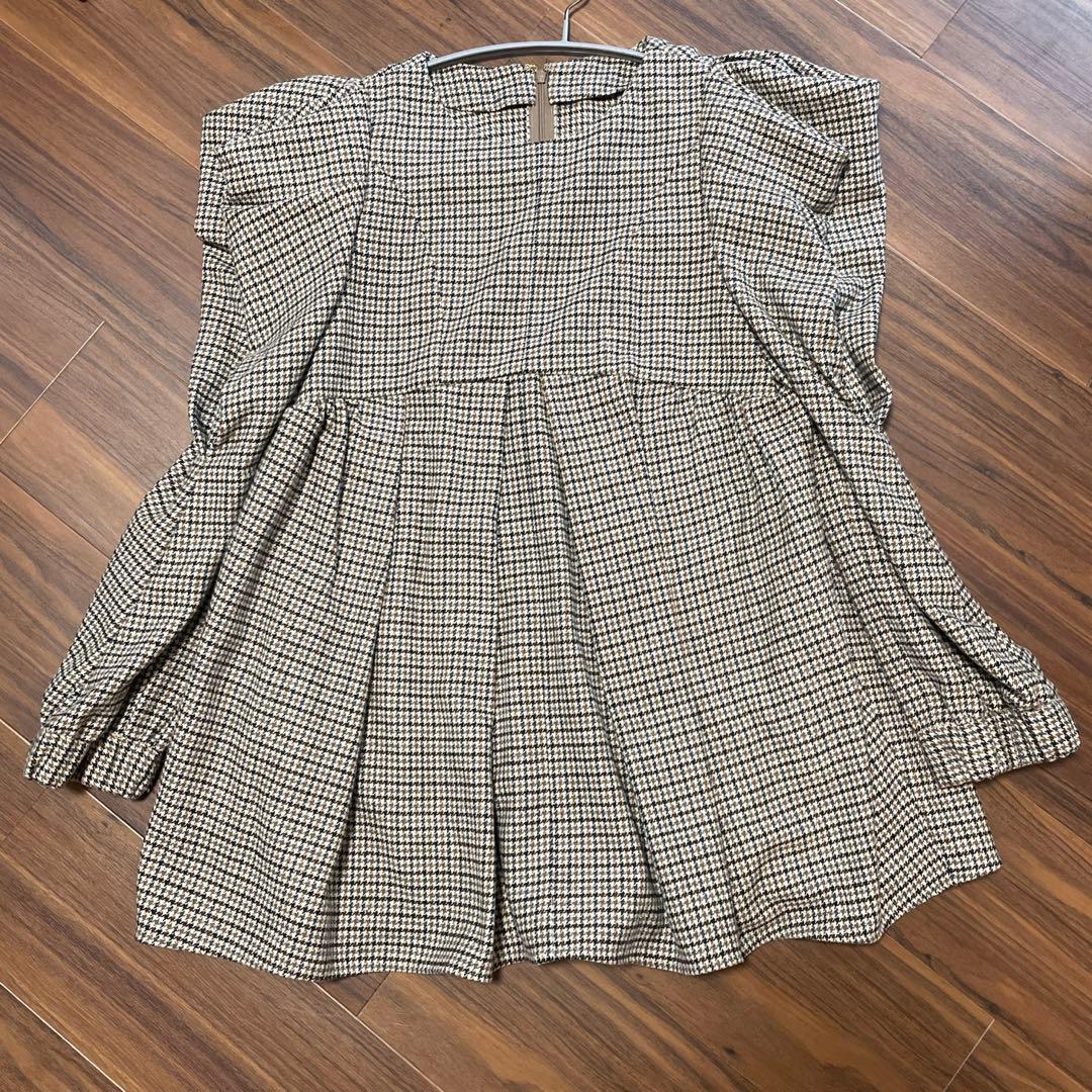 SEVEN TEN チェック柄ボリュームスリーブチュニック