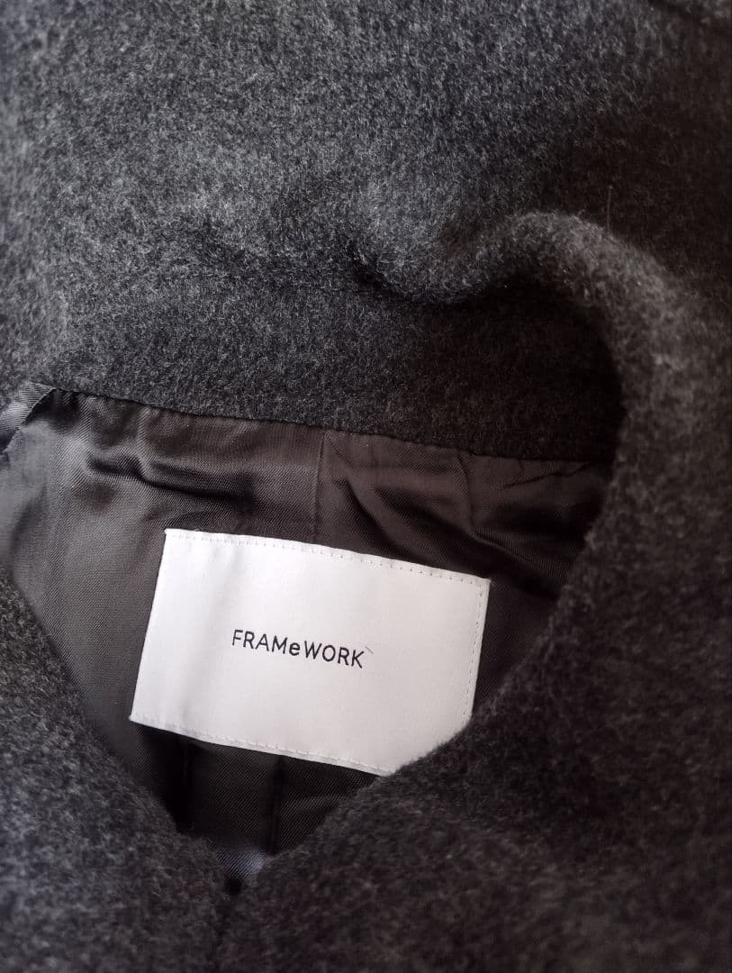 本日まで★ラムウールMIXシャルムバルカラーコート　フレームワーク　グレー36
