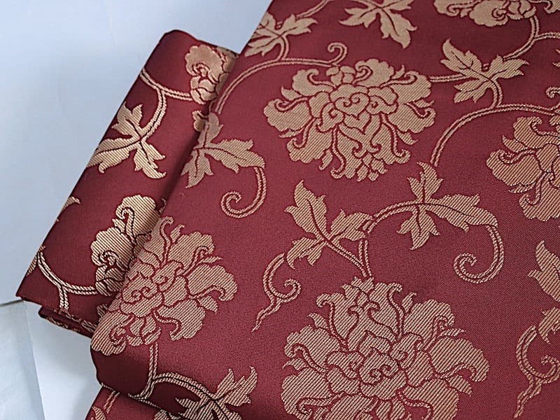 織りの九寸名古屋帯（牡丹唐草文）正絹美品