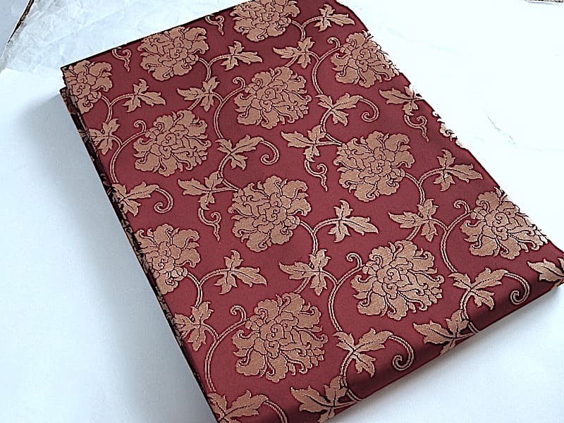 織りの九寸名古屋帯（牡丹唐草文）正絹美品