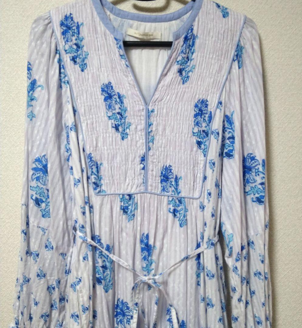 ヌキテパ　 ワンピース　コットンジャガードリリープリントシャーリングドレス