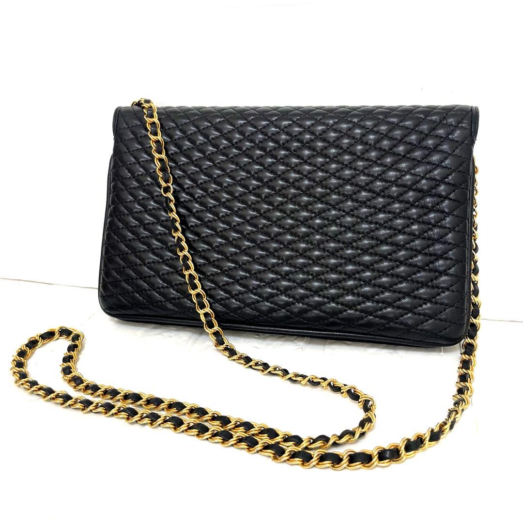 希少❗️美品　ヴィンテージ　バリー チェーンショルダーバッグ ブラック ラムスキン