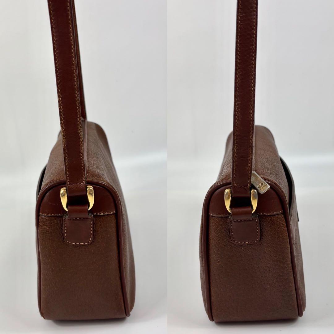 GUCCI グッチ インターロッキング　ショルダーバッグ オールレザー シボ革