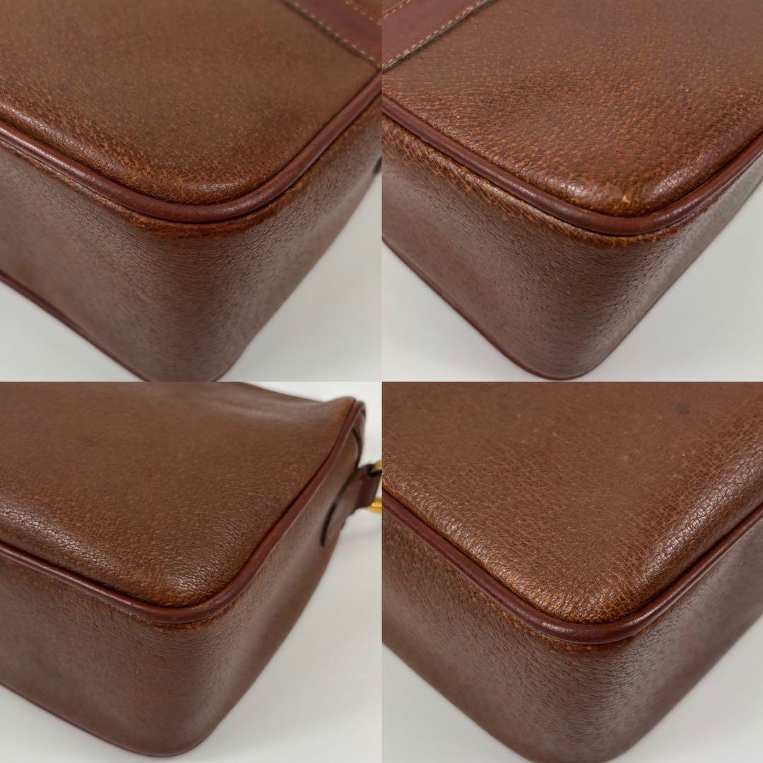 GUCCI グッチ インターロッキング　ショルダーバッグ オールレザー シボ革