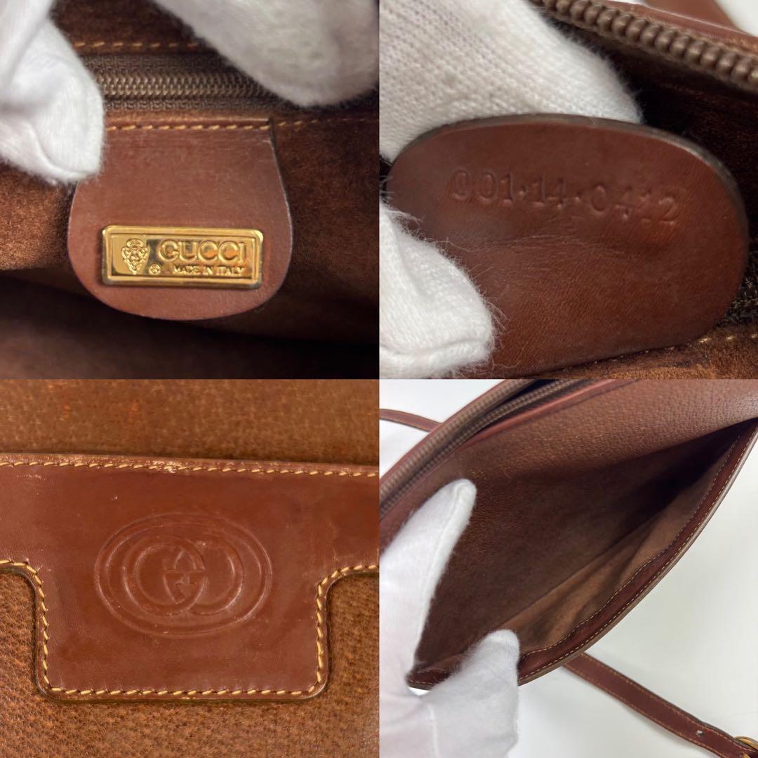 GUCCI グッチ インターロッキング　ショルダーバッグ オールレザー シボ革