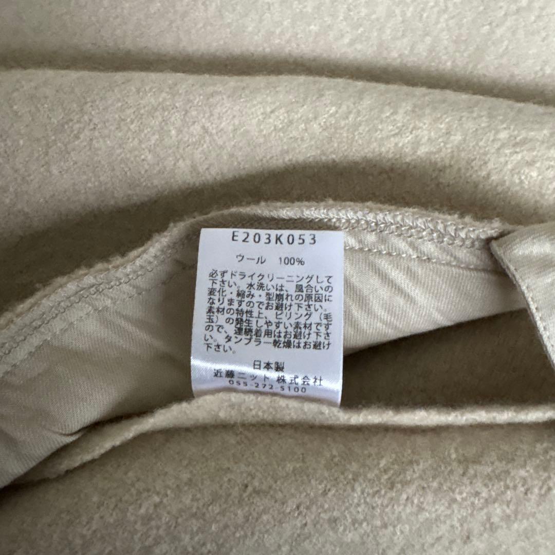 evam eva プレスウール ノーカラー ショート コート　アイボリー　1