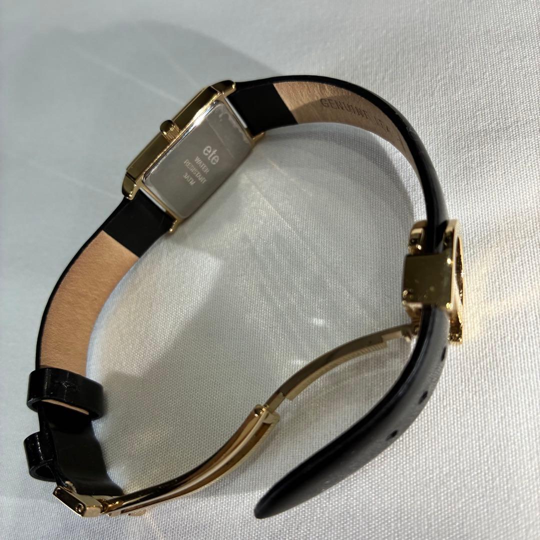 【美品】【値下げ】ete ダイヤモンド　ゴールド　スクエアウォッチ