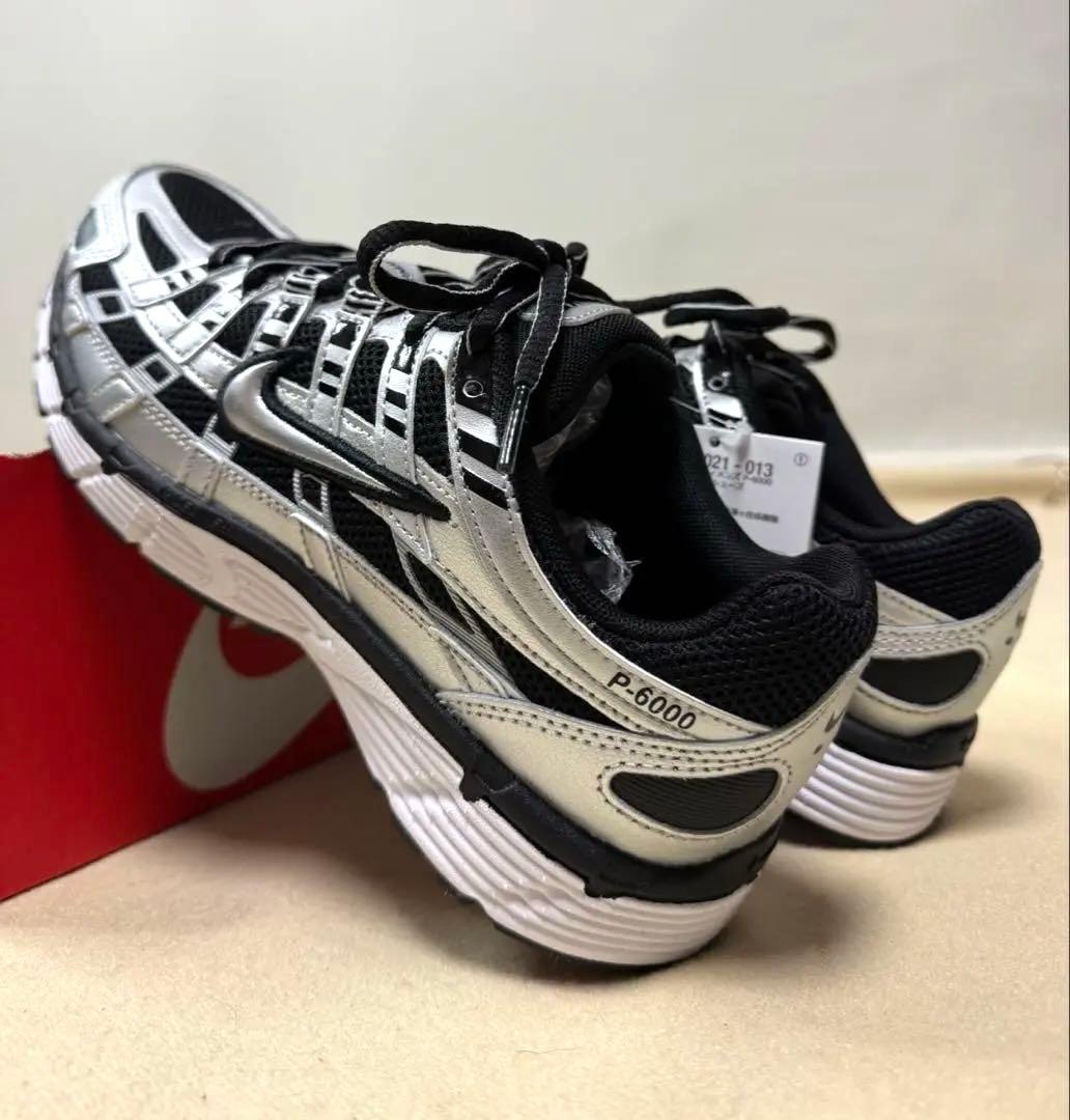 新品タグ箱付☆NIKEナイキP-6000 ブラック シルバー メタリック24.5