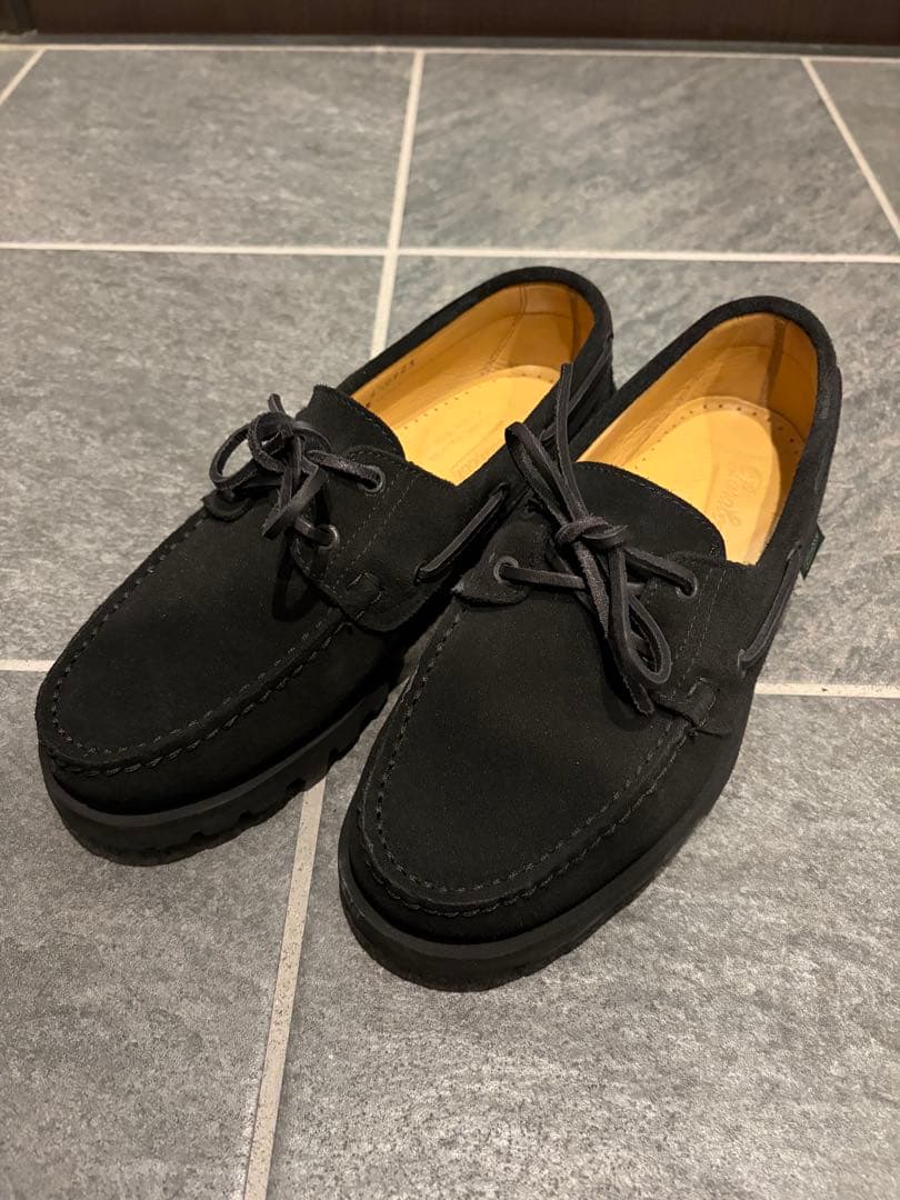 パラブーツ　デッキシューズ　ブラック　スエード
