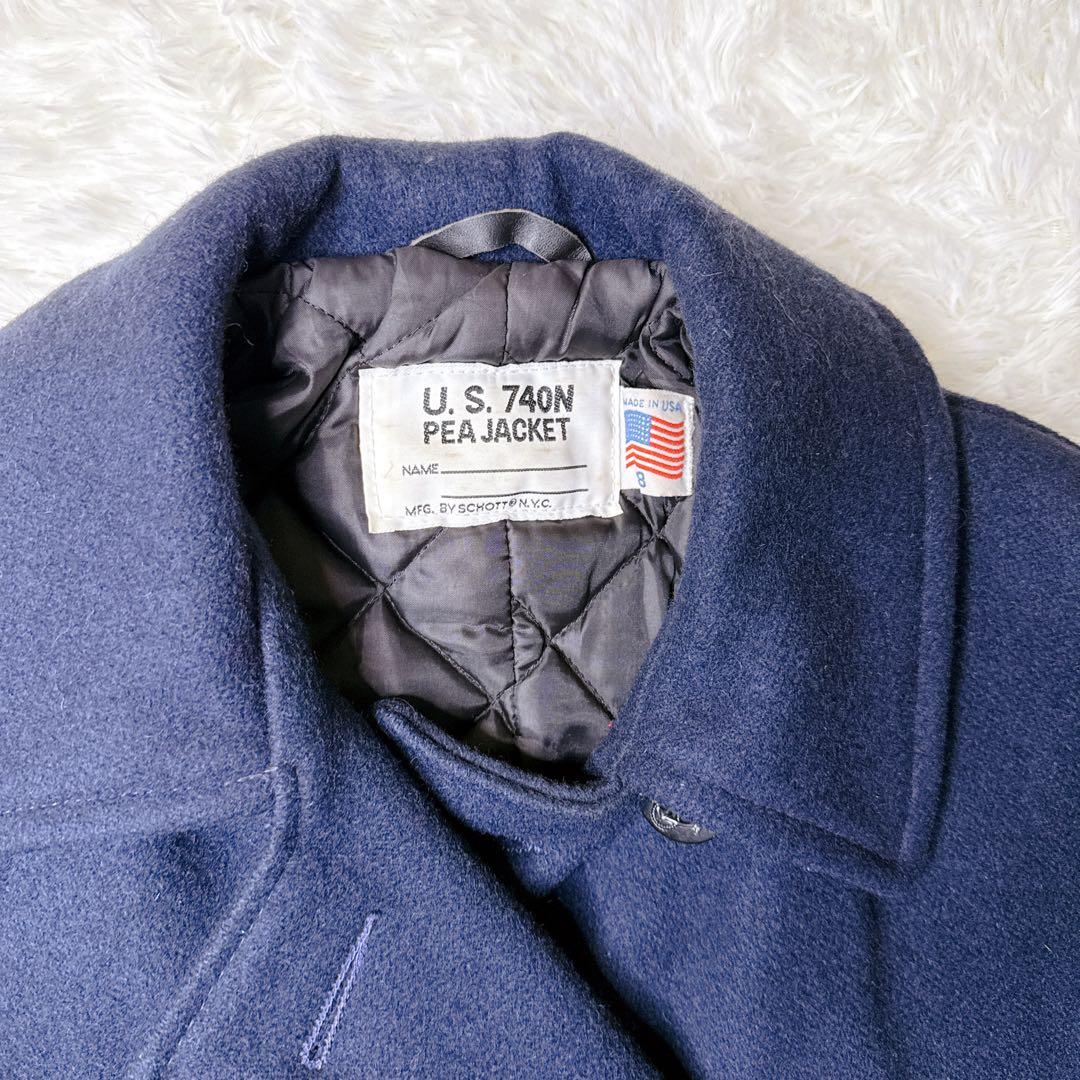 ✨美品✨ USA製 Schott ピーコート ネイビー キルティング 38