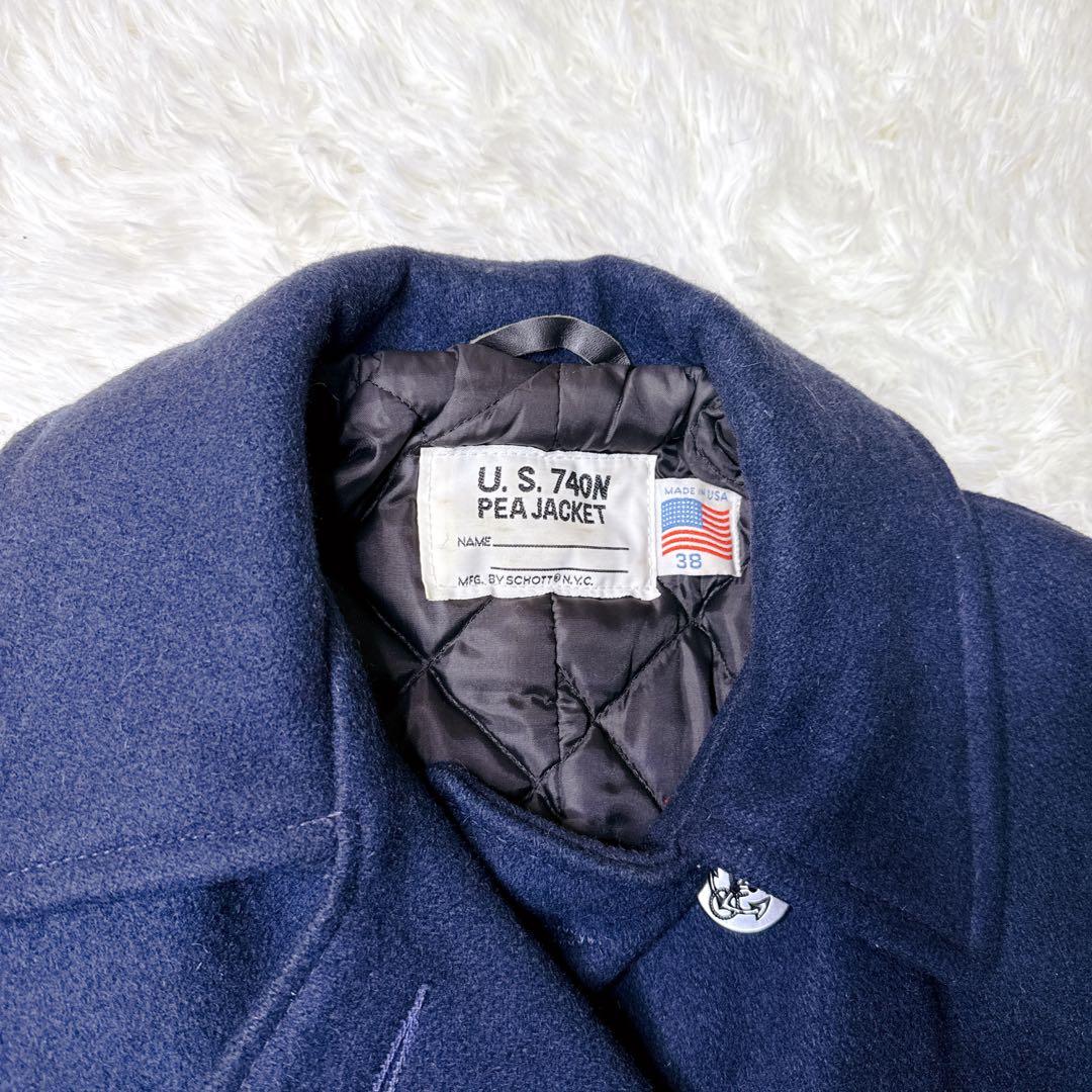 ✨美品✨ USA製 Schott ピーコート ネイビー キルティング 38