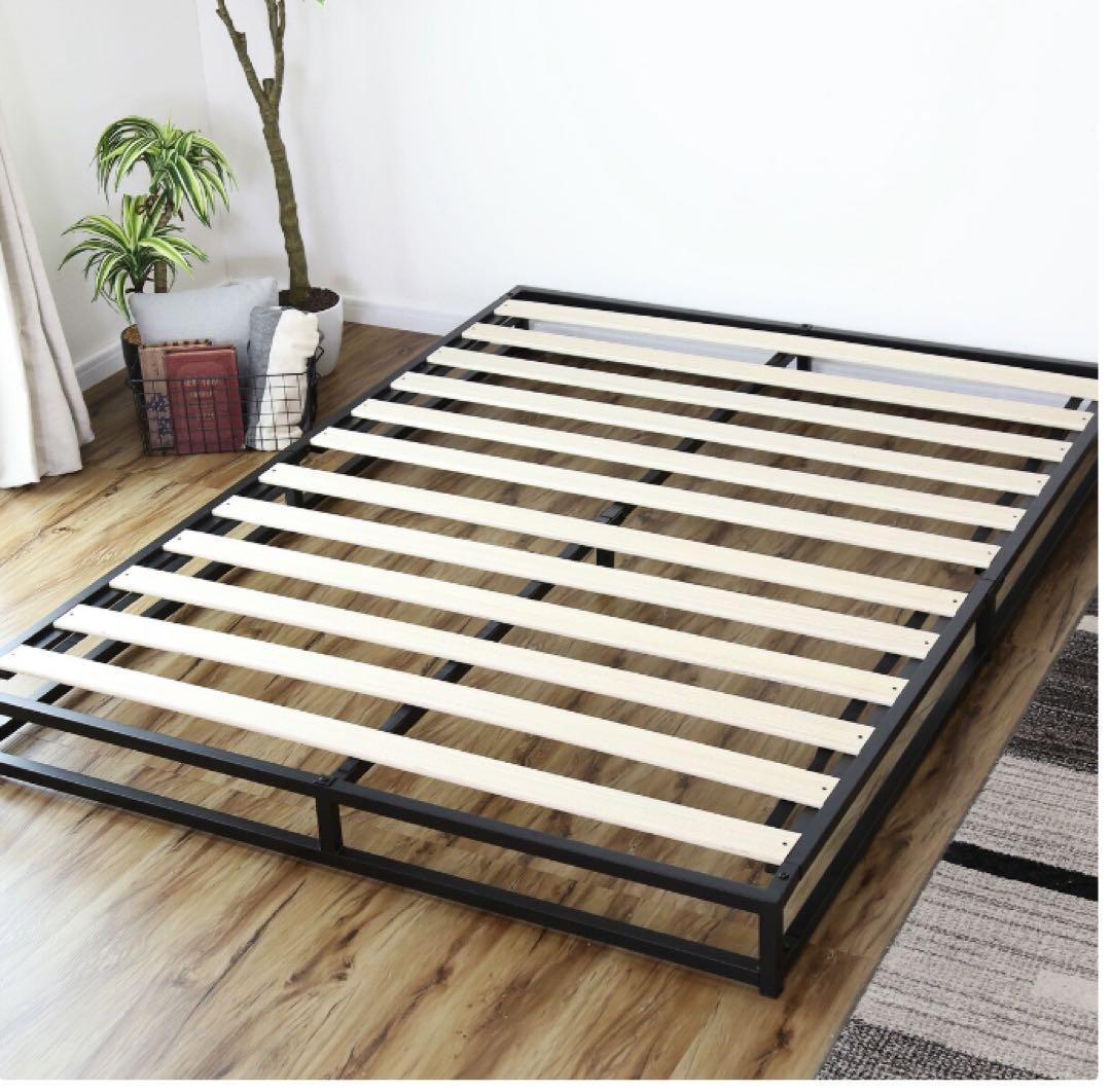 すのこ ベッドフレーム 黒 ステンレス ダブルベッド フレーム 低め スノコ