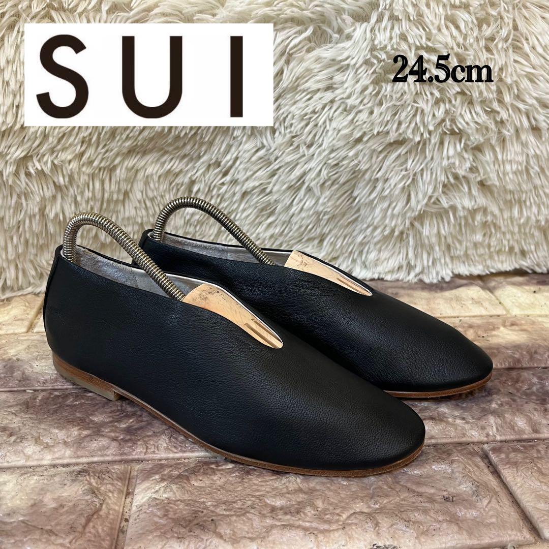 美品　SUI バレエ　シューズ　V BALLET ゴートレザーブラック24.5