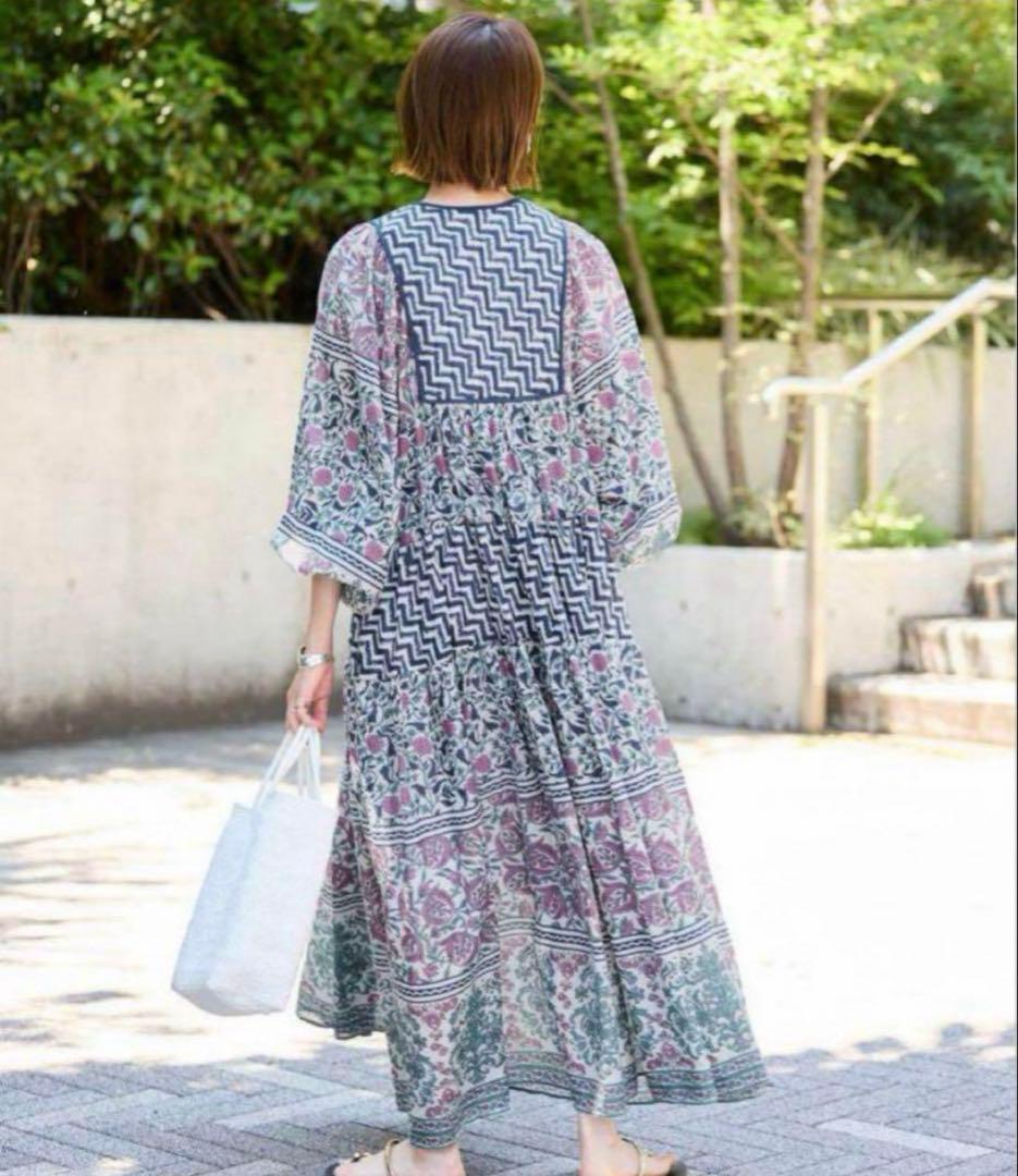 SLOBE IENA インドパネルティアードワンピース