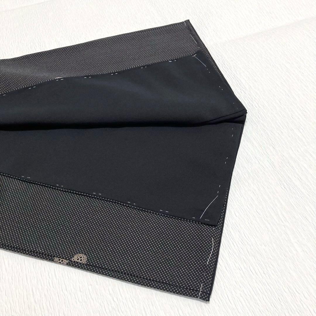 【未使用美品✨】東レシルック　洗える着物　小紋　水玉　黒色　泡　手縫い仕立てG3