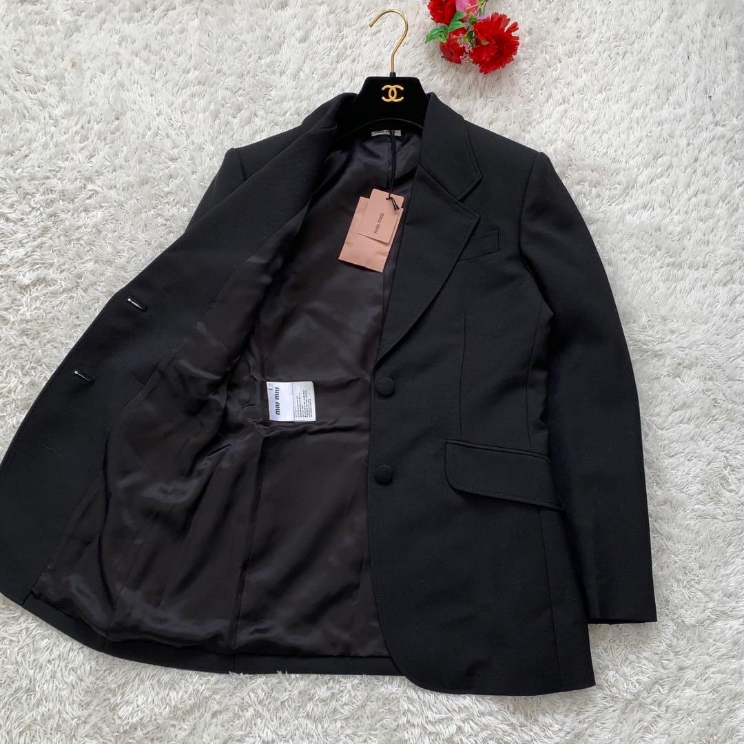 ［タグ付き未使用］MIUMIU バックロゴ　テーラードジャケット　モヘヤ60