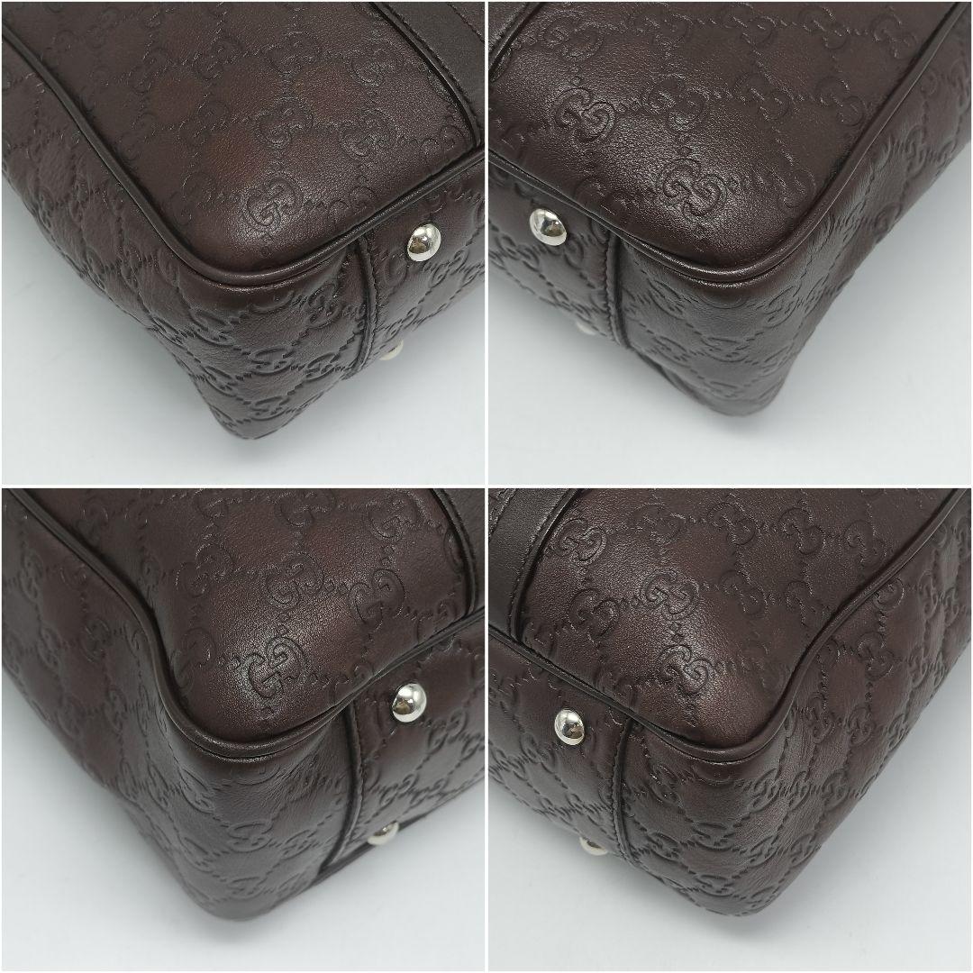 極美品✨グッチ　トートバッグ　シマレザー　ダークブラウン　GG柄