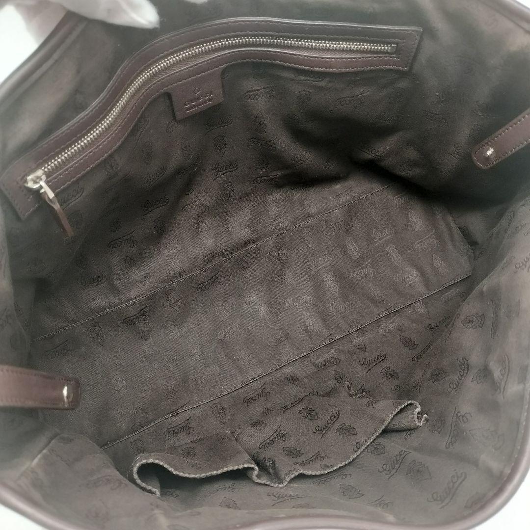 極美品✨グッチ　トートバッグ　シマレザー　ダークブラウン　GG柄