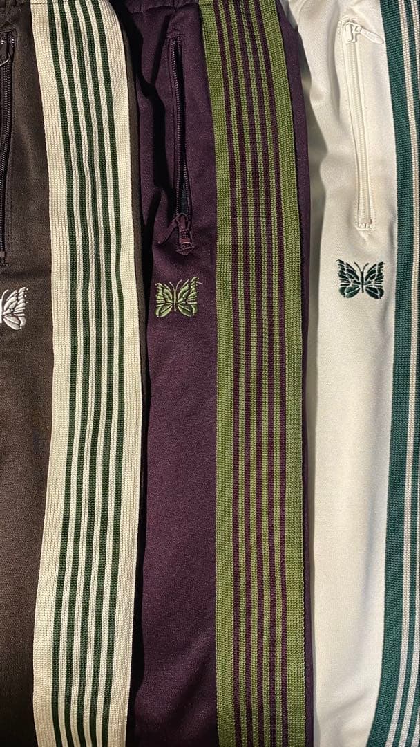 Needles トラックパンツ　ストレート ボルドー × グリーン　マルーン