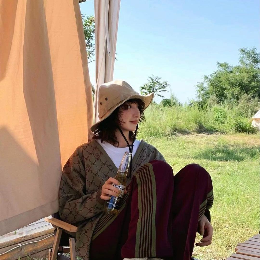 Needles トラックパンツ　ストレート ボルドー × グリーン　マルーン