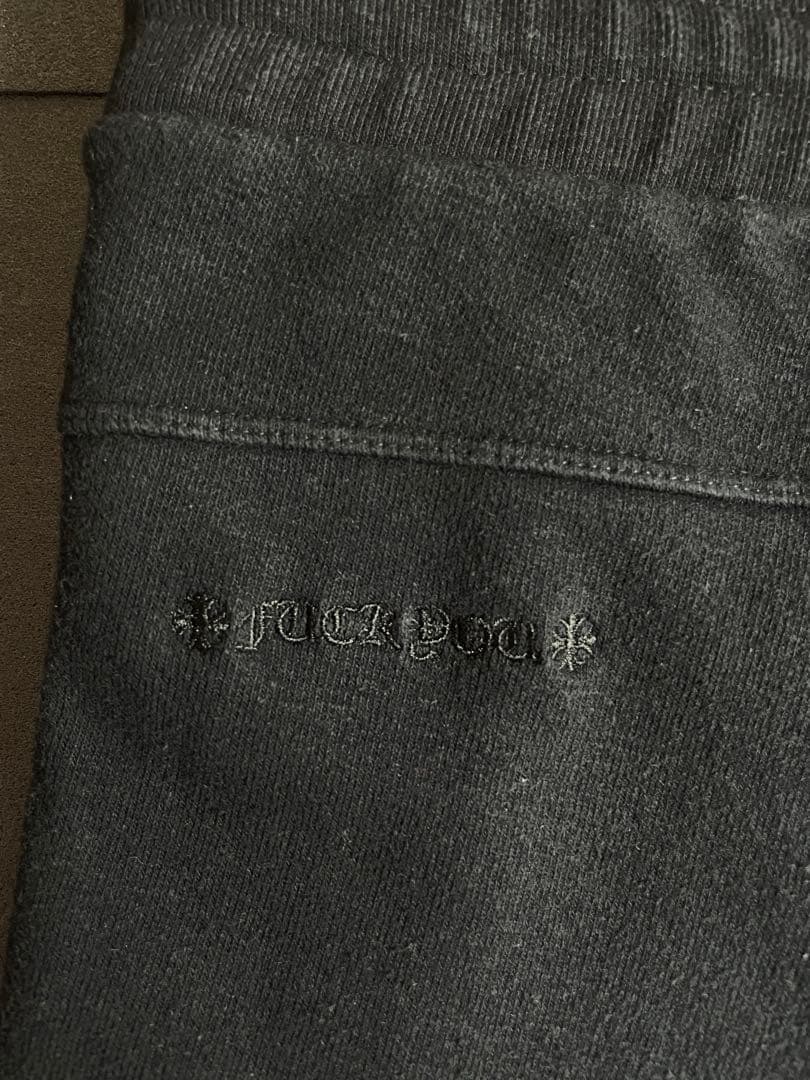 【正規品】クロムハーツ スウェットショート クロスパッチ ジップポケット 黒　L