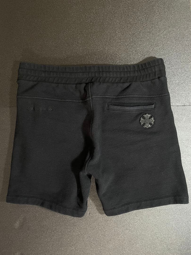 【正規品】クロムハーツ スウェットショート クロスパッチ ジップポケット 黒　L