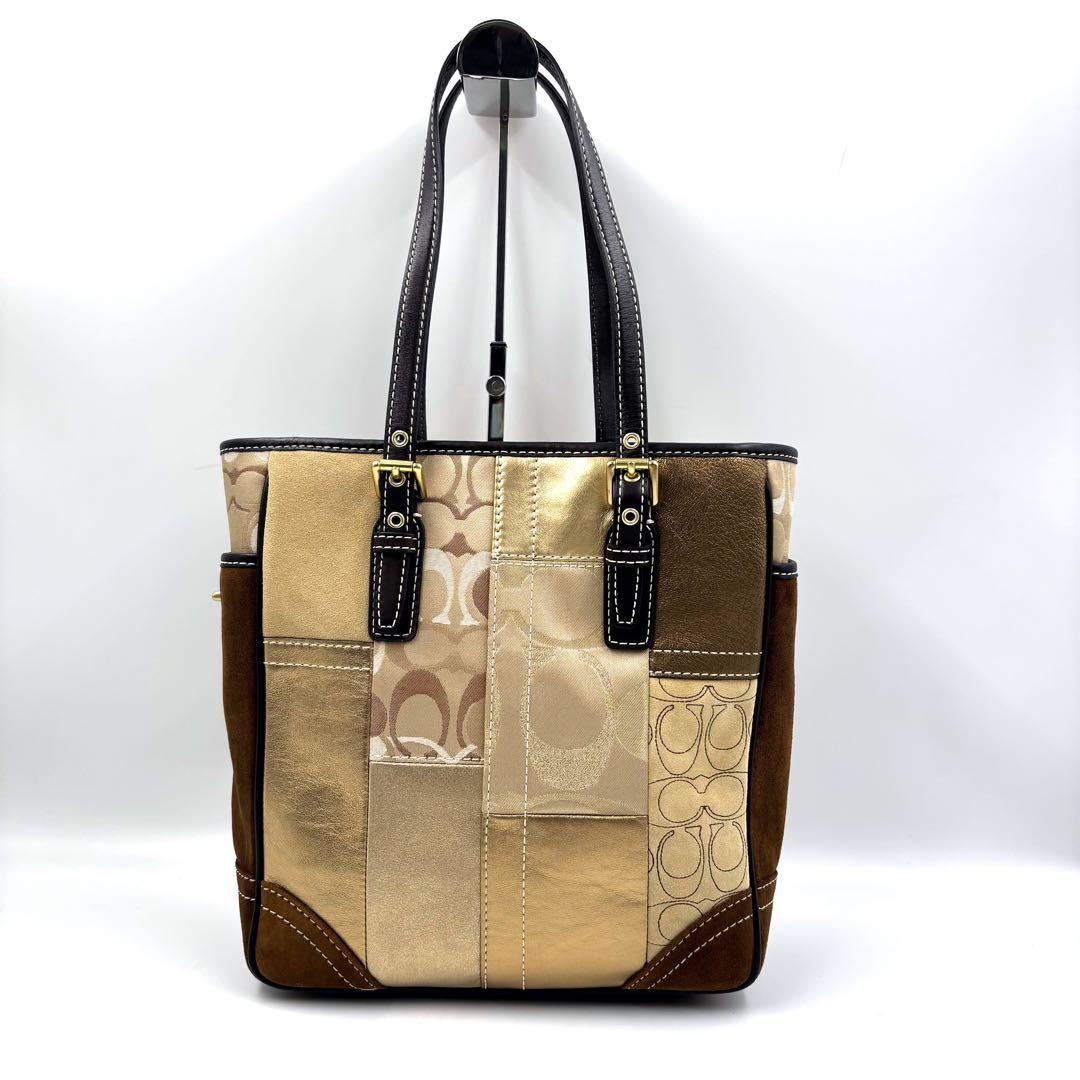 美品COACH コーチ パッチワーク ショルダートートバッグ F 11408