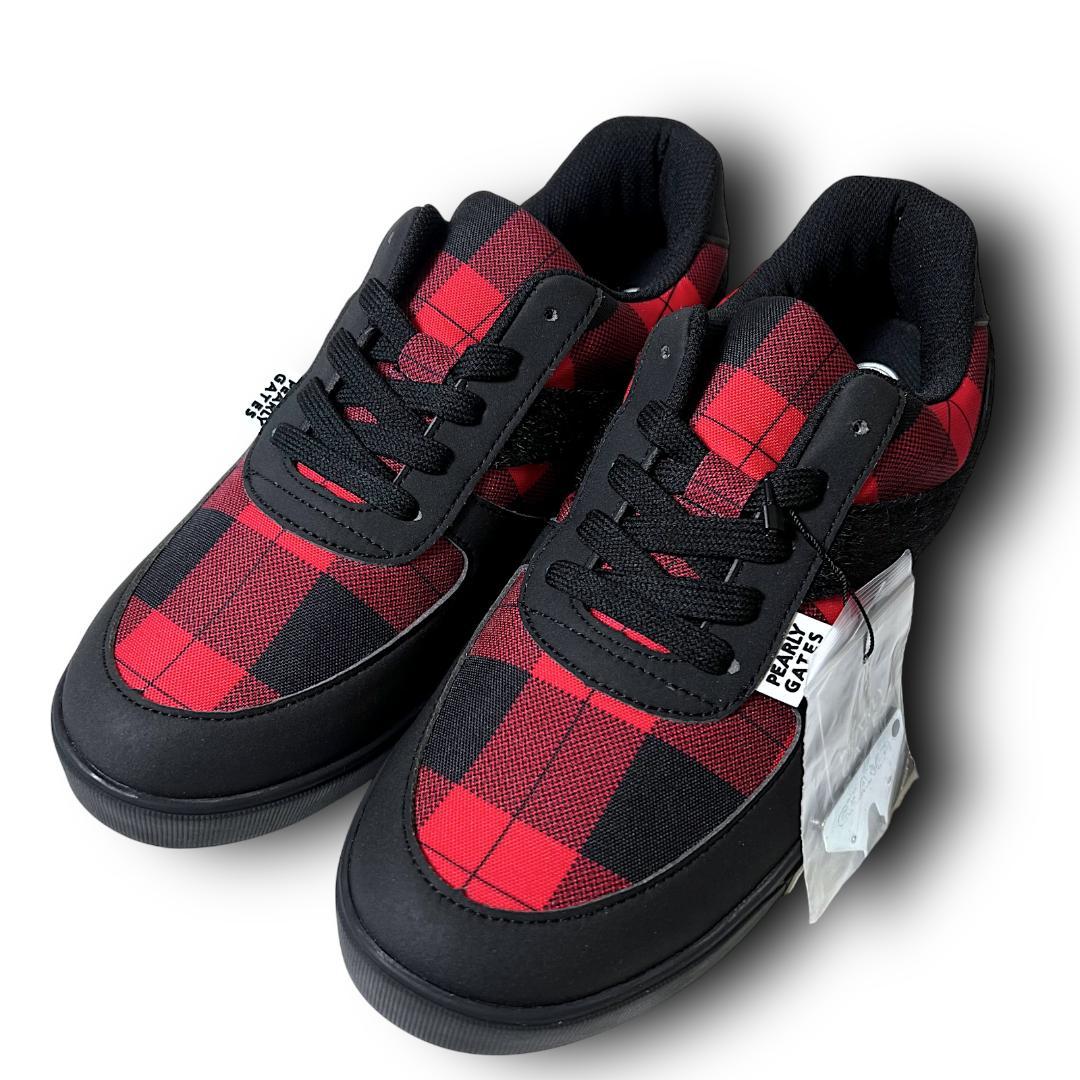 23cm パーリーゲイツ バッファローチェックゴルフシューズ 箱有り