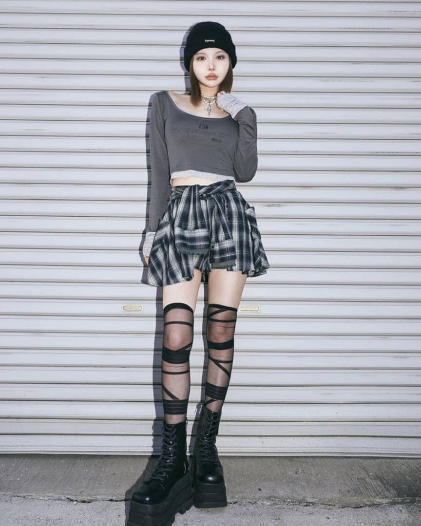 ダーリッチ レイヤードチェックショートパンツ フリー