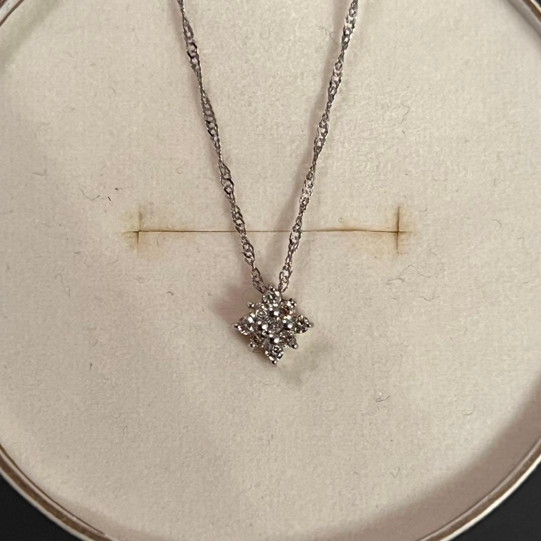 ＊美品＊K18WG 0.1ctダイヤモンドネックレス