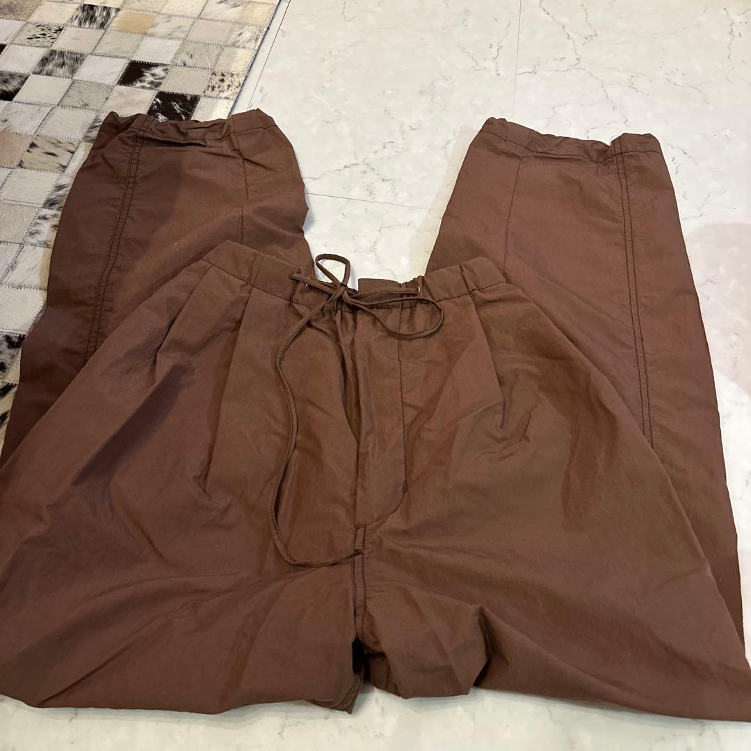 未使用 CLANE COTTON PARACHUTE PANTS BROWN