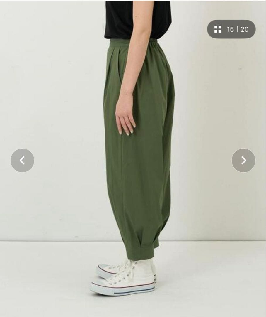 新品タグ付コンジェペイエ ストレッチナローパンツ ウエストゴム＆リボン カーキ