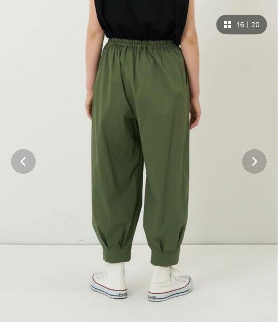 新品タグ付コンジェペイエ ストレッチナローパンツ ウエストゴム＆リボン カーキ