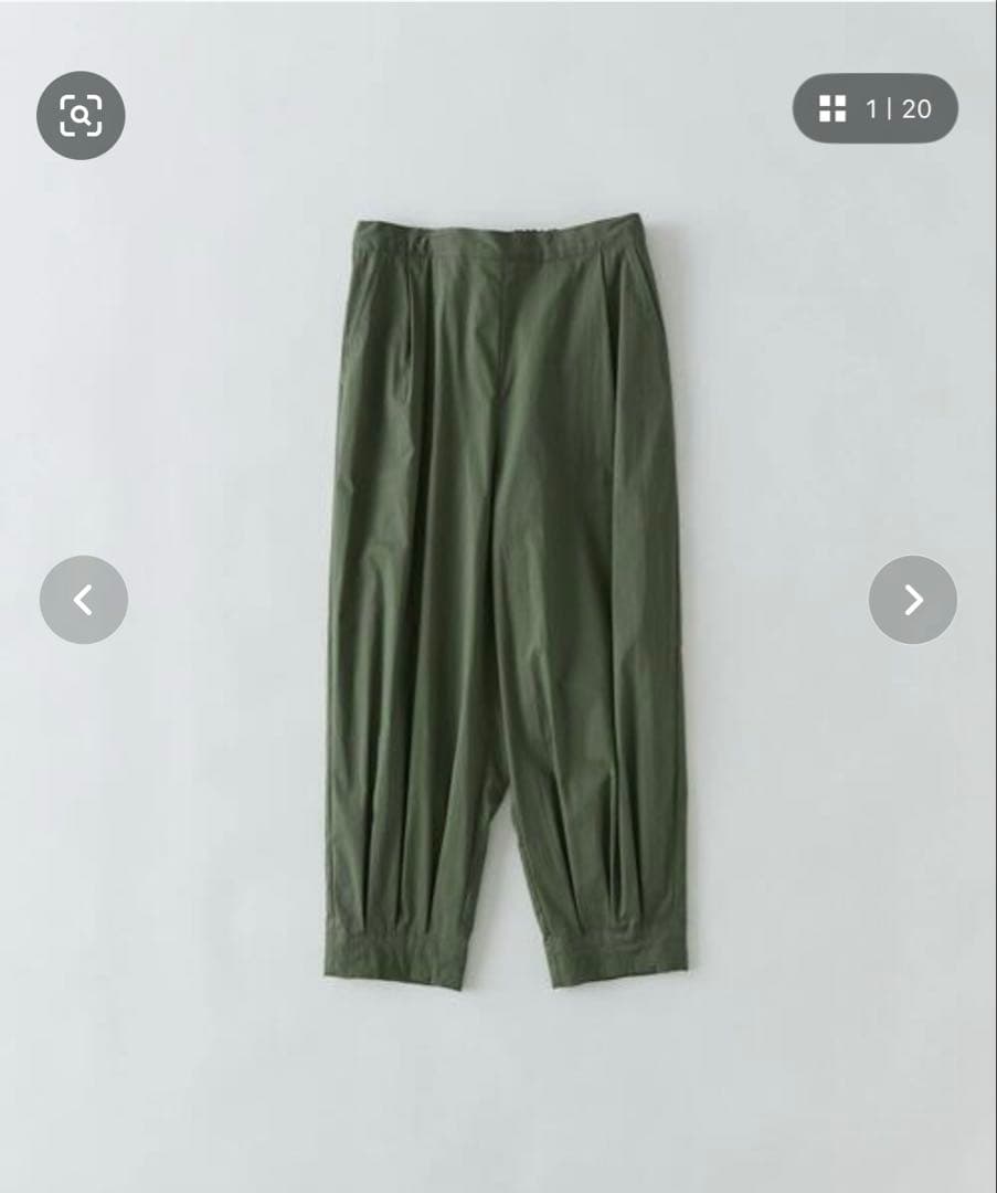 新品タグ付コンジェペイエ ストレッチナローパンツ ウエストゴム＆リボン カーキ