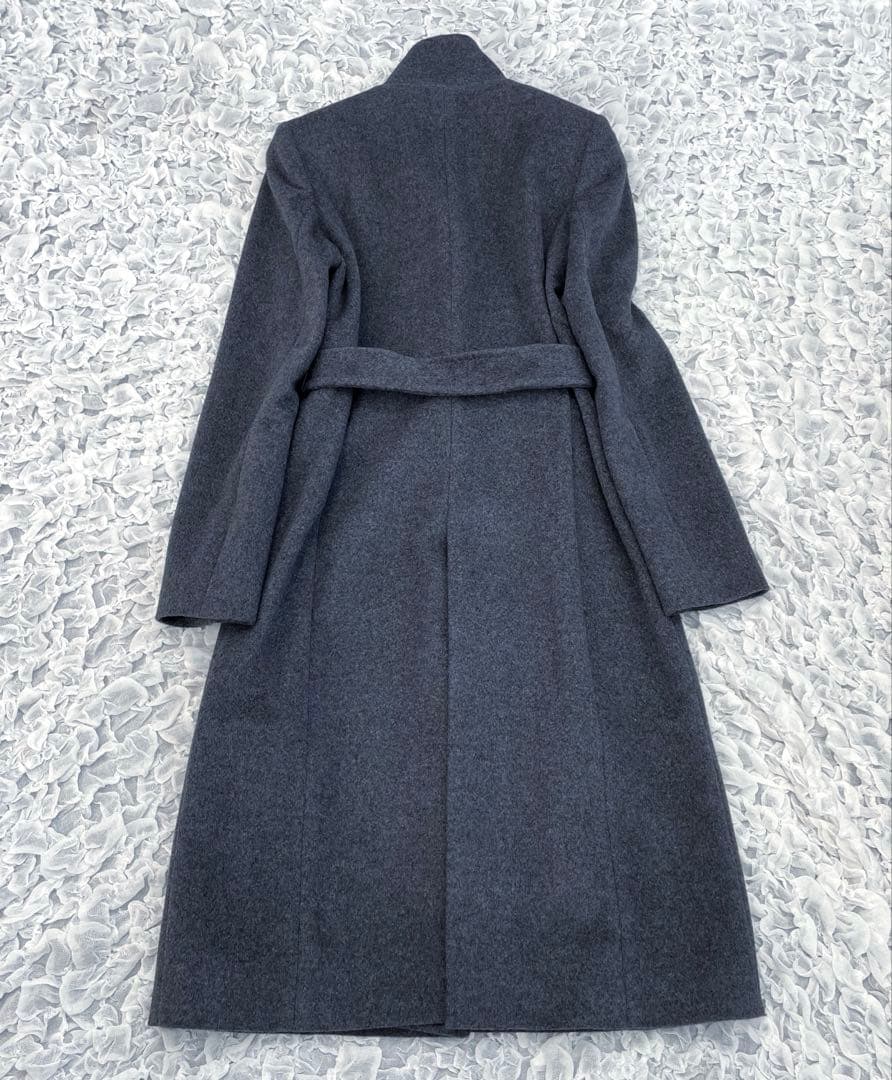 アナイ　スタンドカラー　ロングコート　アンゴラ　比翼仕立て　グレー