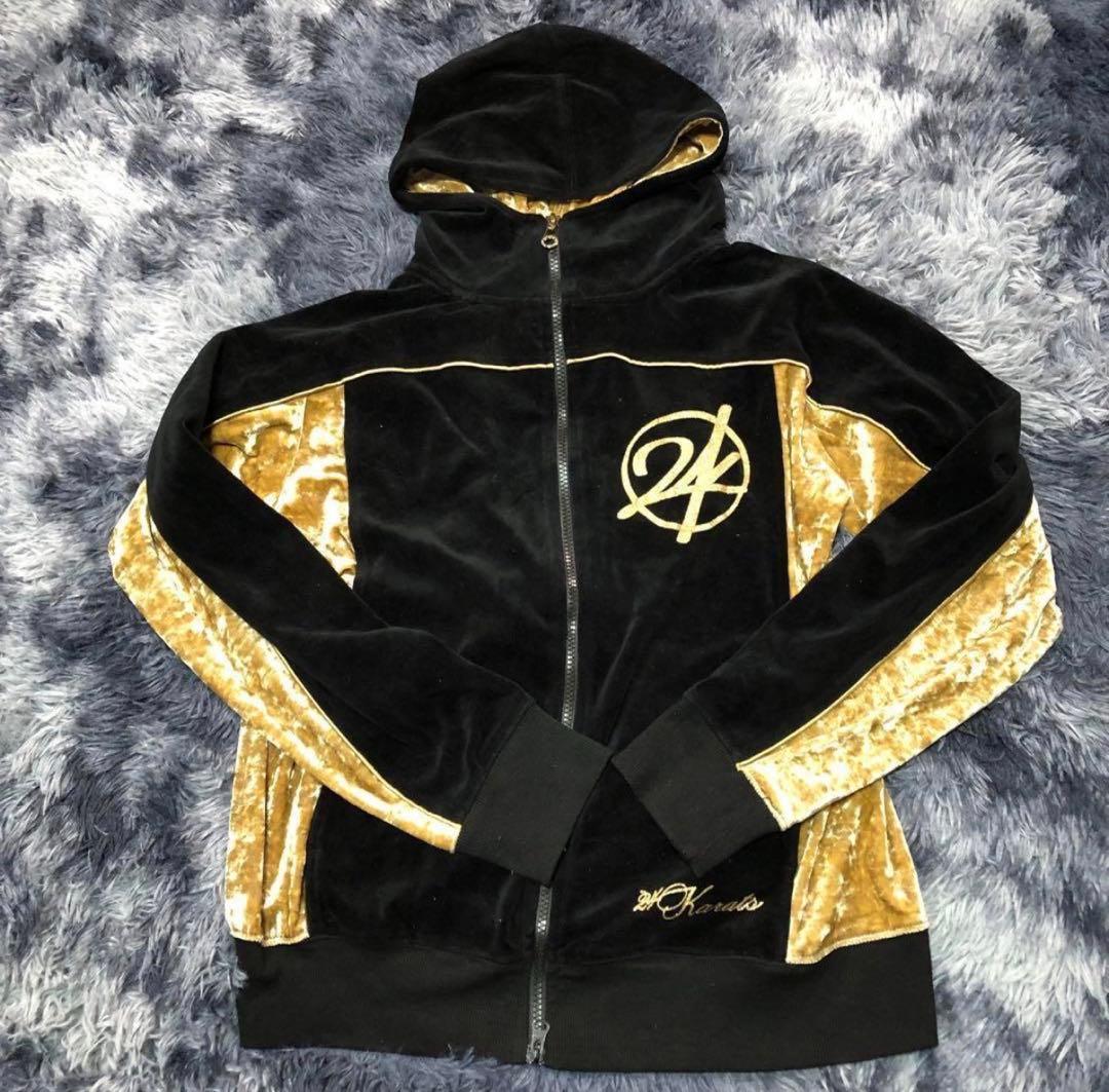 人気✨24Karats 【M】ジャージ セットアップ ベロア ゴールド ブラック