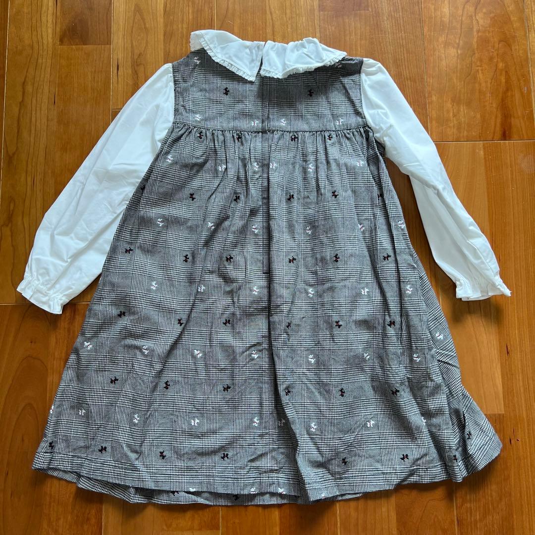 【にゅー】ファミリア　テリア柄ワンピース　110サイズ&カーディガン