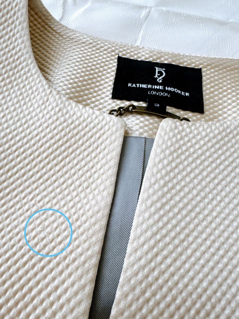 美品 英国製KATHERINE HOOKERキャサリン・フッカーノーカラーコート