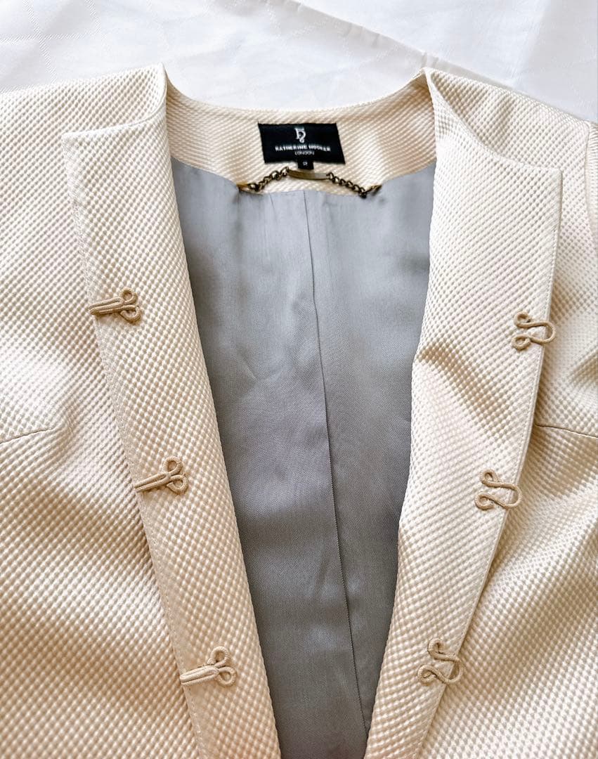 美品 英国製KATHERINE HOOKERキャサリン・フッカーノーカラーコート