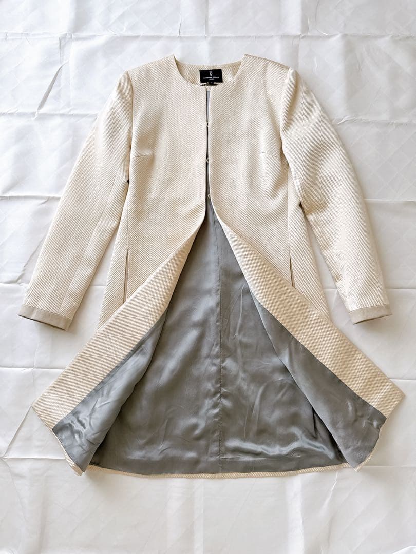 美品 英国製KATHERINE HOOKERキャサリン・フッカーノーカラーコート