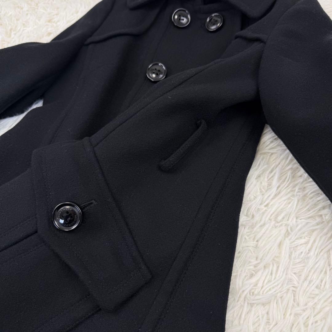 極美品 バーバリーブルーレーベル ウールコート アンゴラ チェック ダブル 黒