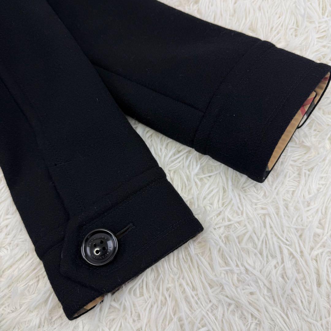 極美品 バーバリーブルーレーベル ウールコート アンゴラ チェック ダブル 黒