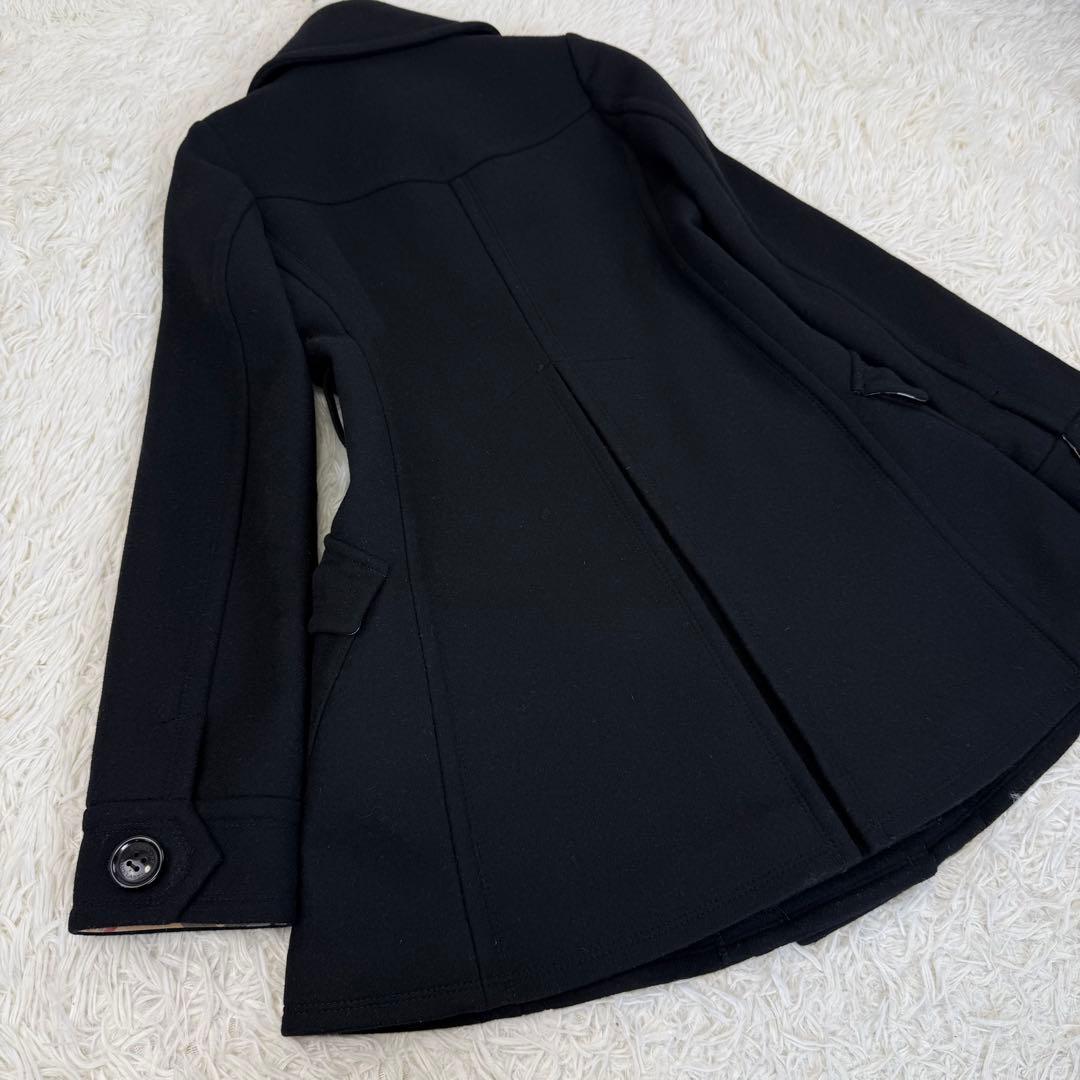 極美品 バーバリーブルーレーベル ウールコート アンゴラ チェック ダブル 黒