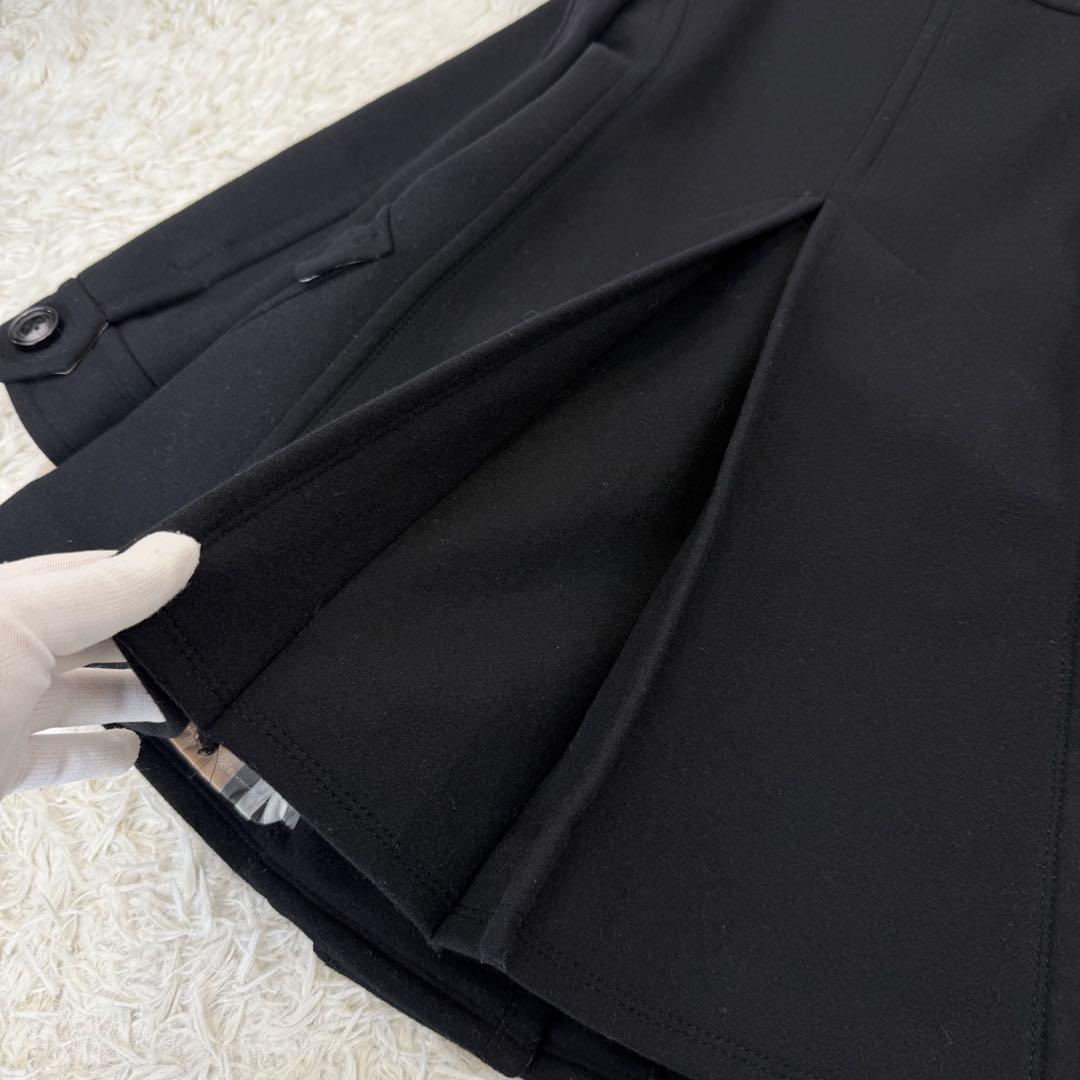 極美品 バーバリーブルーレーベル ウールコート アンゴラ チェック ダブル 黒