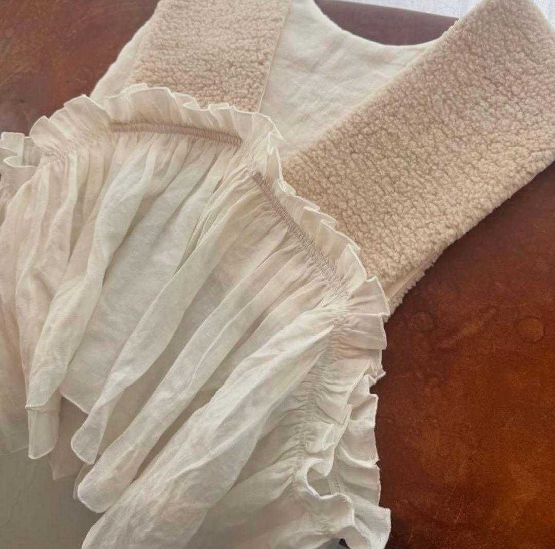 【ito fukuoka】 BOA vest《beige×white》ボアベスト