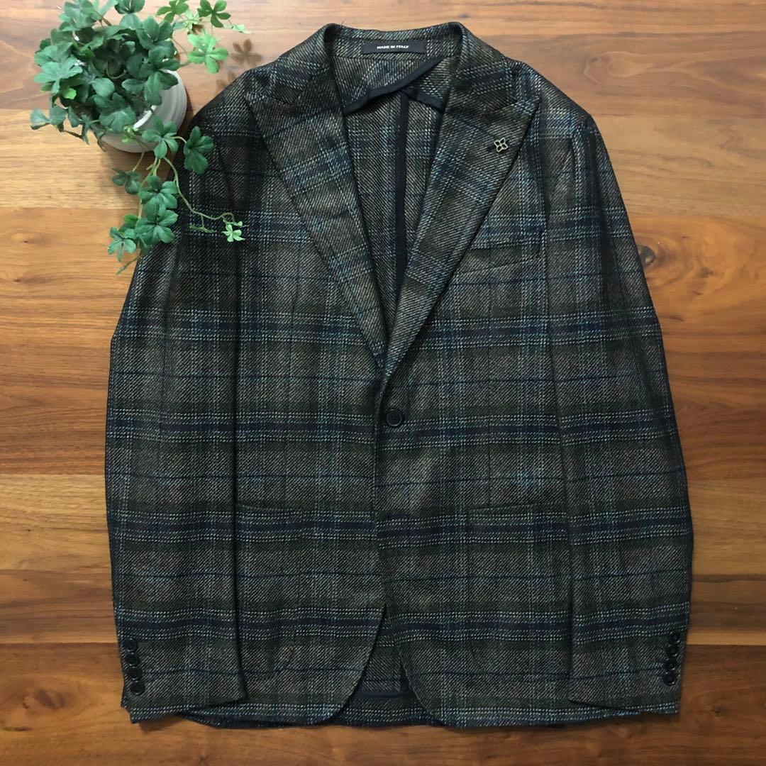 【秋冬】TAGLIATOREタリアトーレグレンチェックジャケット48グリーン