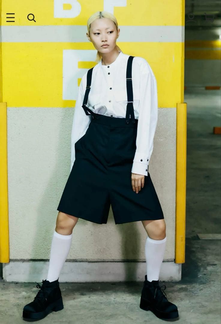 エンフォルド　ウール　ハーフパンツ　ブラック