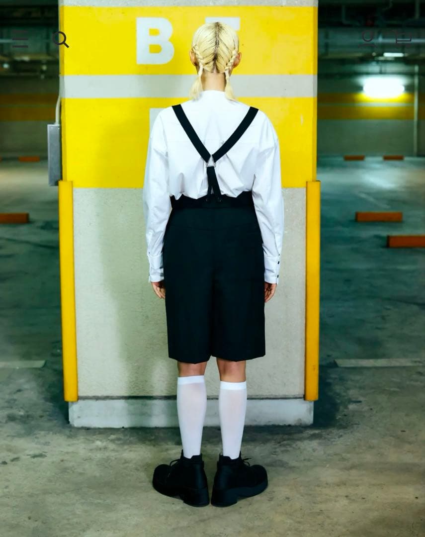 エンフォルド　ウール　ハーフパンツ　ブラック