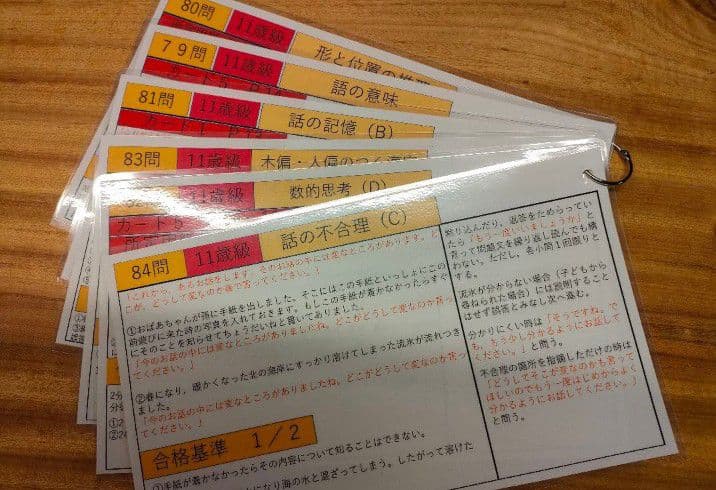 田中ビネー知能検査V　検査進行シート３歳級〜１２歳級セット