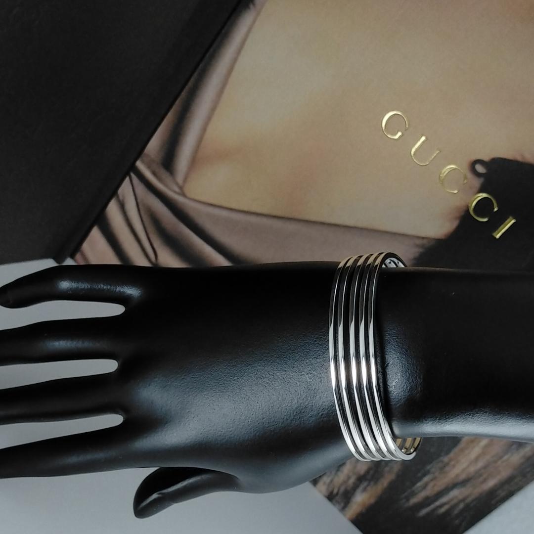 ★SALE★【GUCCI】5連　オープン　ライン　カフ　バングル　1424